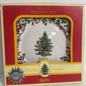SPODE CHRISTMAS TREE RED‎ RIBBON ROUND 12 1/2" PLATTER
